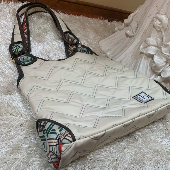 CINDA B Cream Nylon Quilted Shoulder Purse - Picture 3 of 9